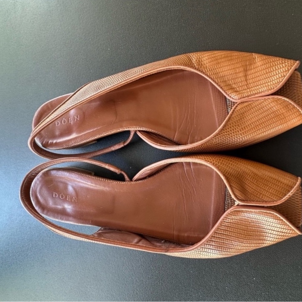 Doen Chloe Slingback in Oak Faux Lizard Leather Size 41 Euro - Picture 6 of 9